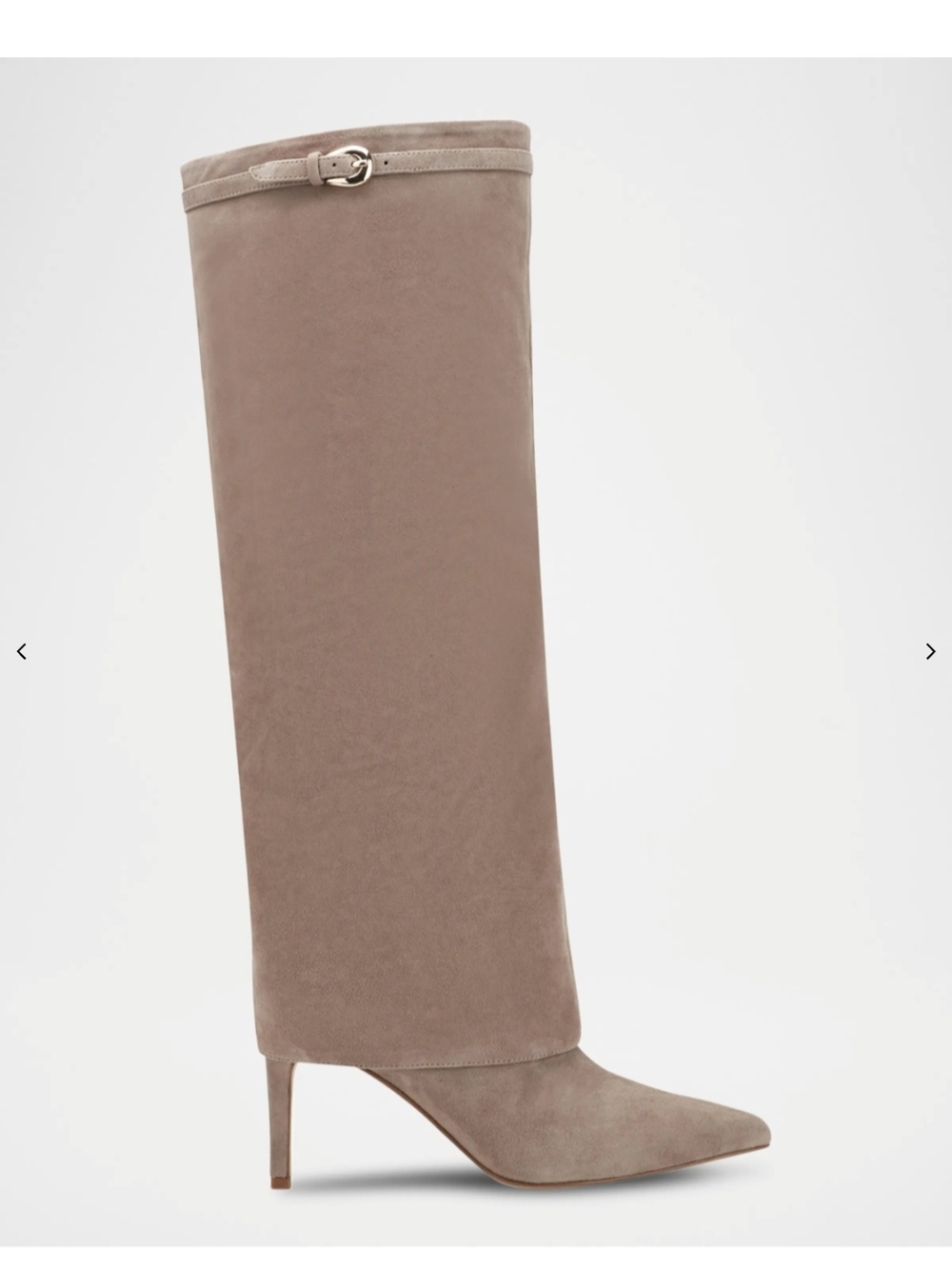 Marc Fisher LTD Naples Taupe Suede Knee-High Boots with Pointed Toe